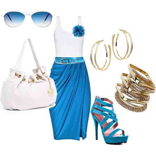 outfit alb si albastru