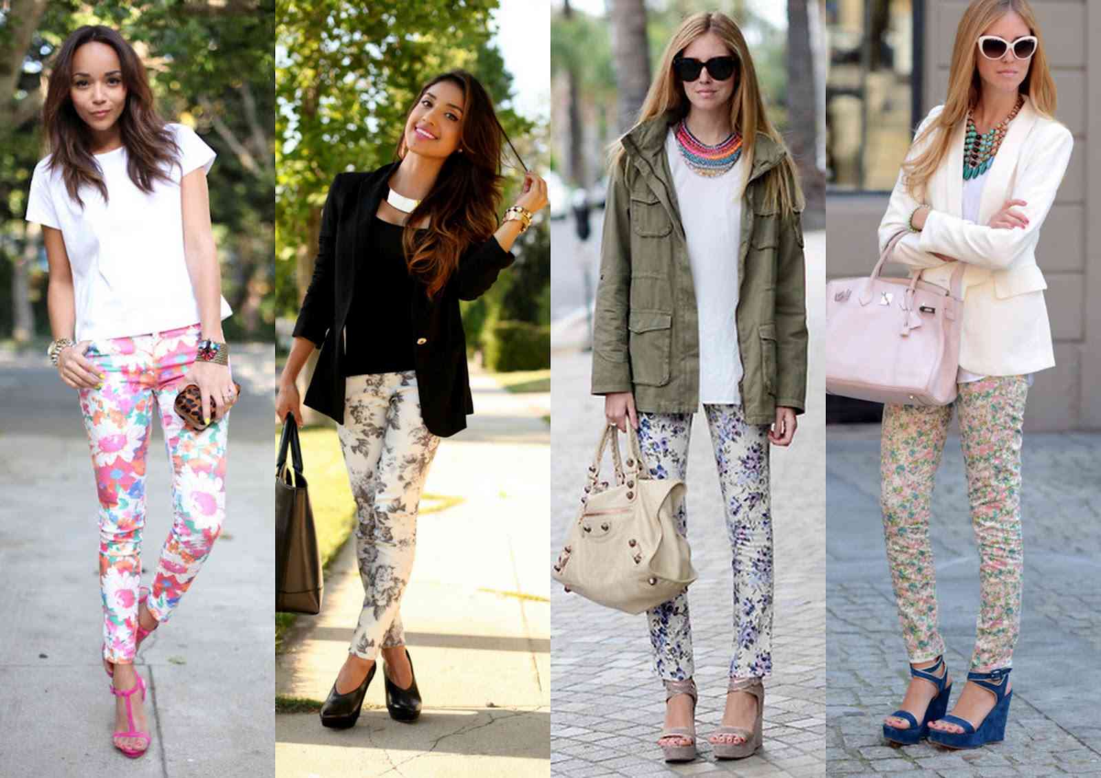 pantaloni cu imprimeuri florale -