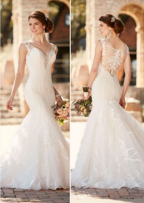 rochie de mireasa lunga din dantela fara spate